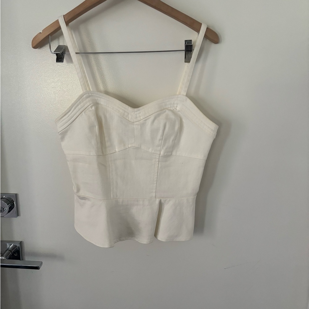 Aqua Cream Sleeveless Bustier Peplum Tank Top